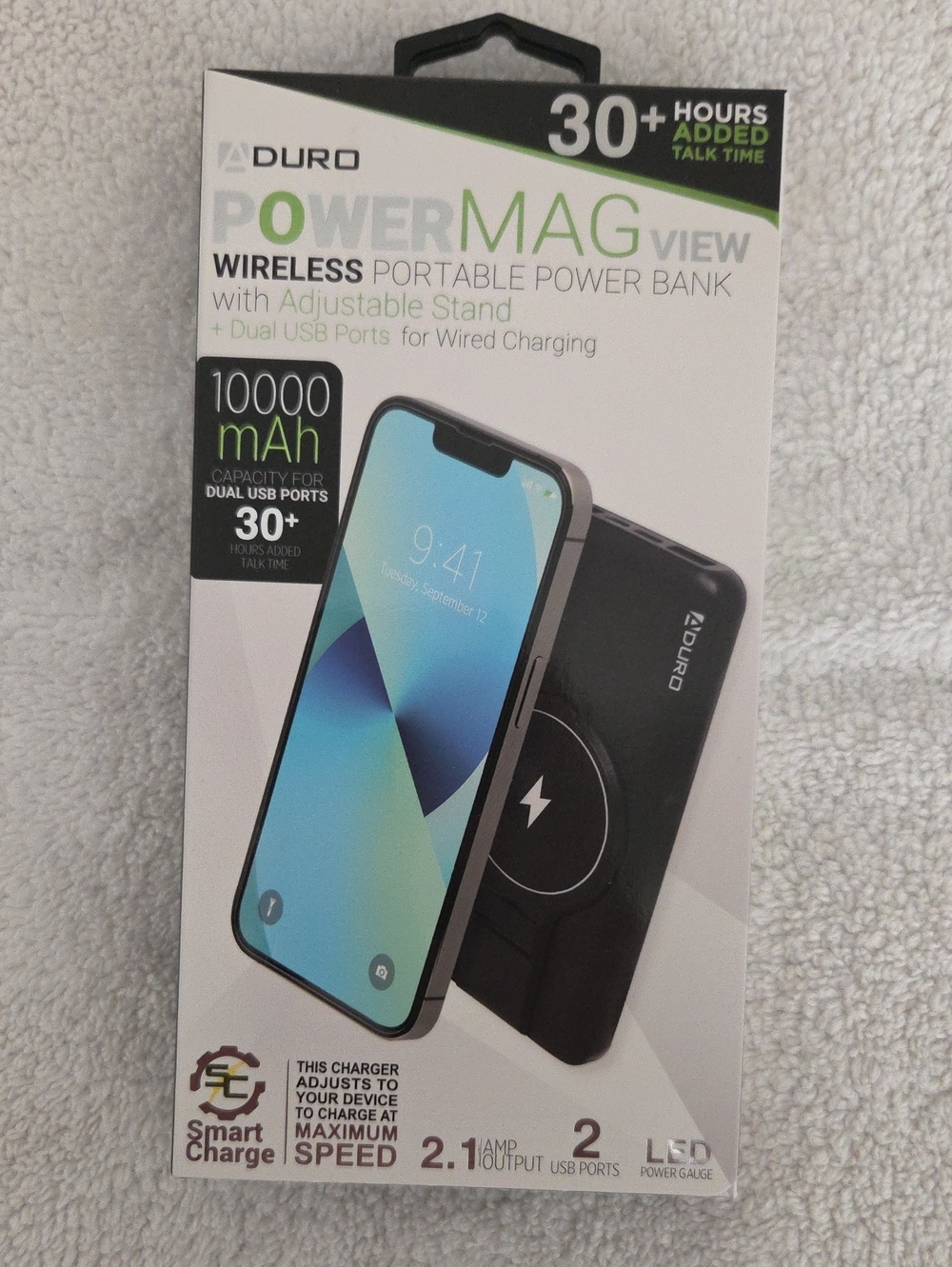 DURO PowerMag View 10000mAh Wireless Portable Power Bank - Black